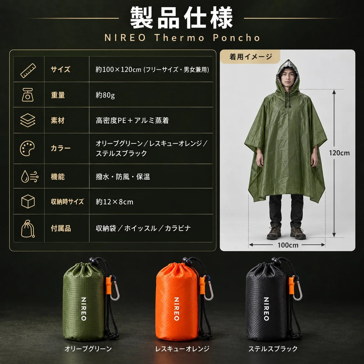 NIREO Thermo Poncho 製品仕様